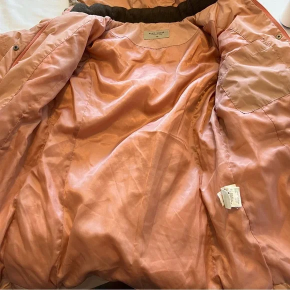 Basic House Korean Down Pink Puffer Fur Trim Hood Parka Jacket Size Small AS-IS - Picture 9 of 16